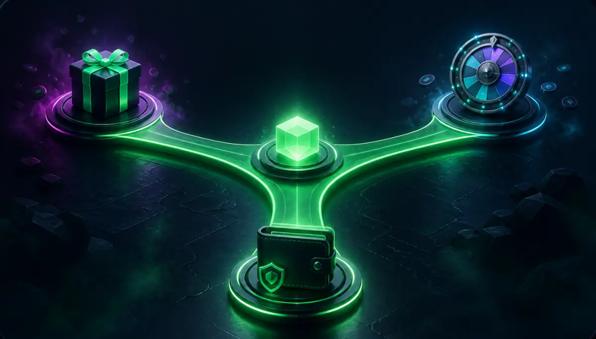 Three paths leading to promotions, rewards and payment information